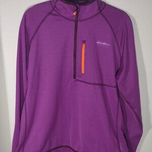 Eddie Bauer Women's High Route Grid Fleece 1/4 Zip Sweatshirt Purple Size 2XL